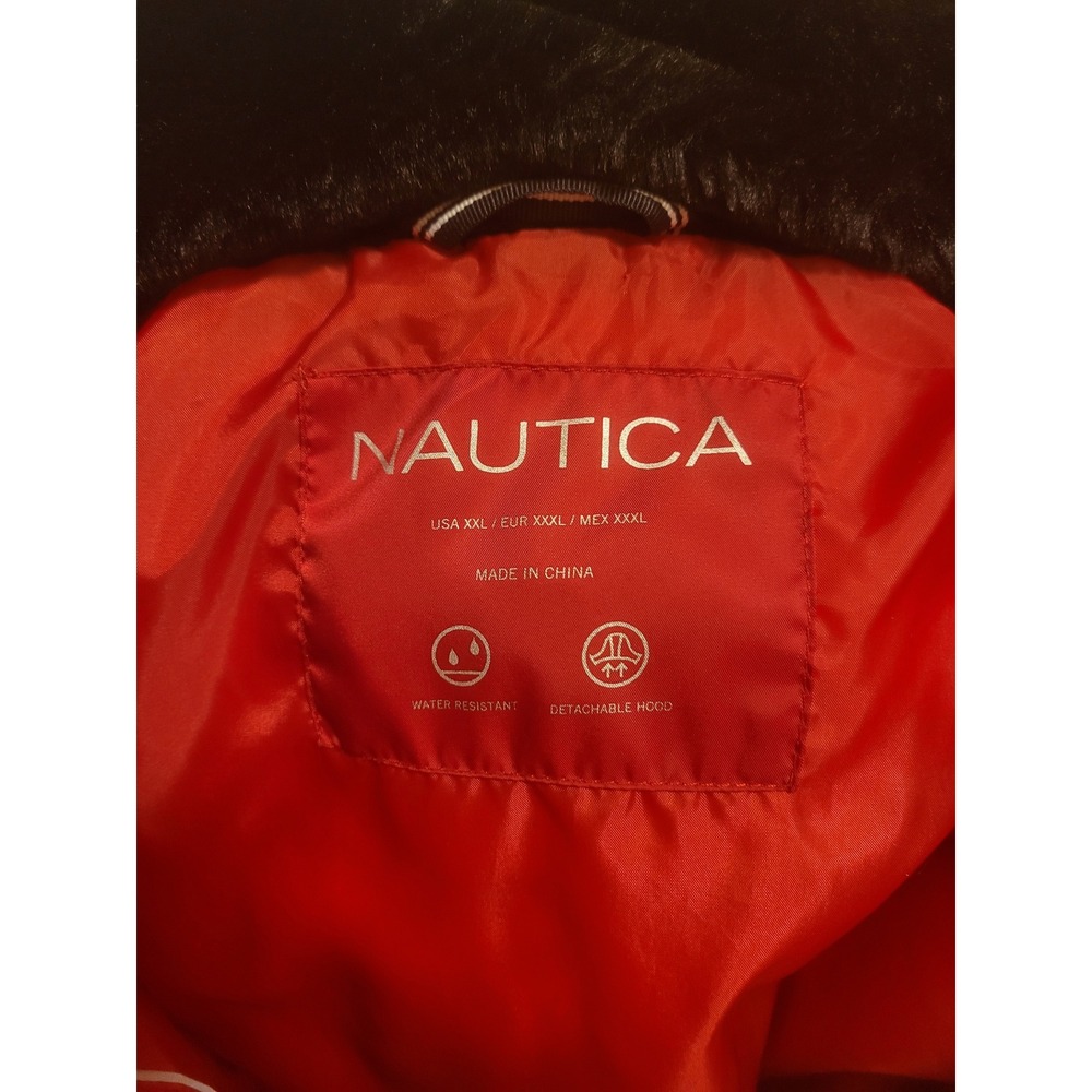 Nautica Womens Red Water Resistant Puffer Jacket Detachable Faux Fur Hood XXL - Picture 3 of 4